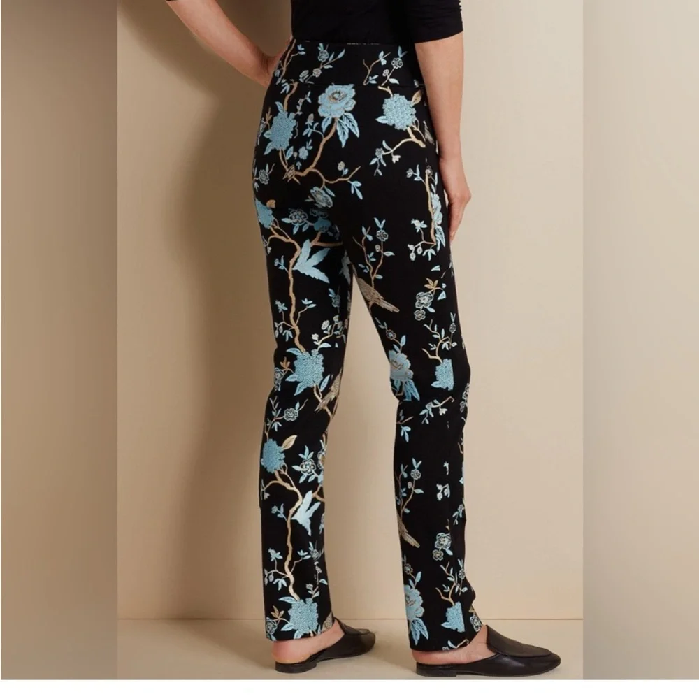 NWT Soft Surroundings Black Chinoiserie Pants-Excellent Quality - Picture 2 of 5